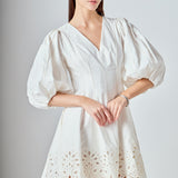 Embroidered Half Sleeve Mini Dress