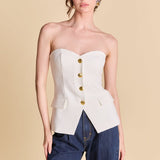 Strapless Buttoned Top