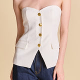 Strapless Buttoned Top