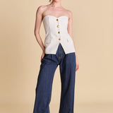 Strapless Buttoned Top