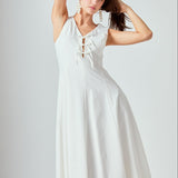 Front Bow Tie Midi Dress