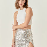 Beaded Sequins Mini Skirt