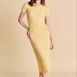 Check Sweater Midi Dress
