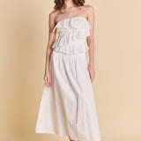 Mixed Media Strapless Maxi Dress
