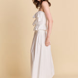 Mixed Media Strapless Maxi Dress