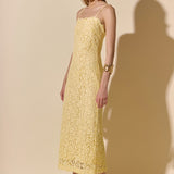 Square Neck Lace Midi Dress