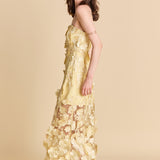 Strapless Floral Embroidered Maxi Dress