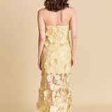 Strapless Floral Embroidered Maxi Dress