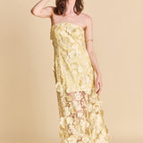 Strapless Floral Embroidered Maxi Dress