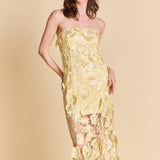 Strapless Floral Embroidered Maxi Dress