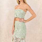 Strapless Floral Embroidered Top