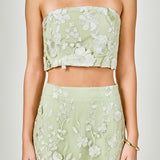 Strapless Floral Embroidered Top