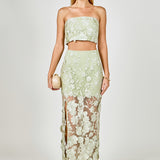 Strapless Floral Embroidered Top