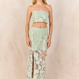 Strapless Floral Embroidered Top