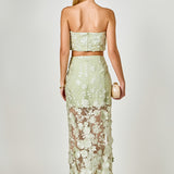 Strapless Floral Embroidered Top
