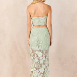 Strapless Floral Embroidered Top
