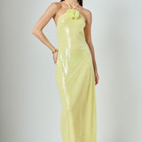 Rose Haltered Sequins Maxi Dress