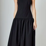 Drop Waist Peplum Midi Dress