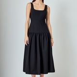 Drop Waist Peplum Midi Dress