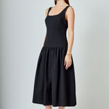 Drop Waist Peplum Midi Dress