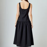 Drop Waist Peplum Midi Dress