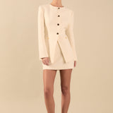 Celia Buttoned Linen Blend Suit Jacket