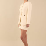 Celia Buttoned Linen Blend Suit Jacket