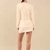 Celia Buttoned Linen Blend Suit Jacket