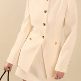 Celia Buttoned Linen Blend Suit Jacket