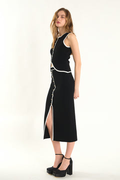 Knit Contrast Maxi Skirt