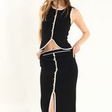 Knit Contrast Maxi Skirt