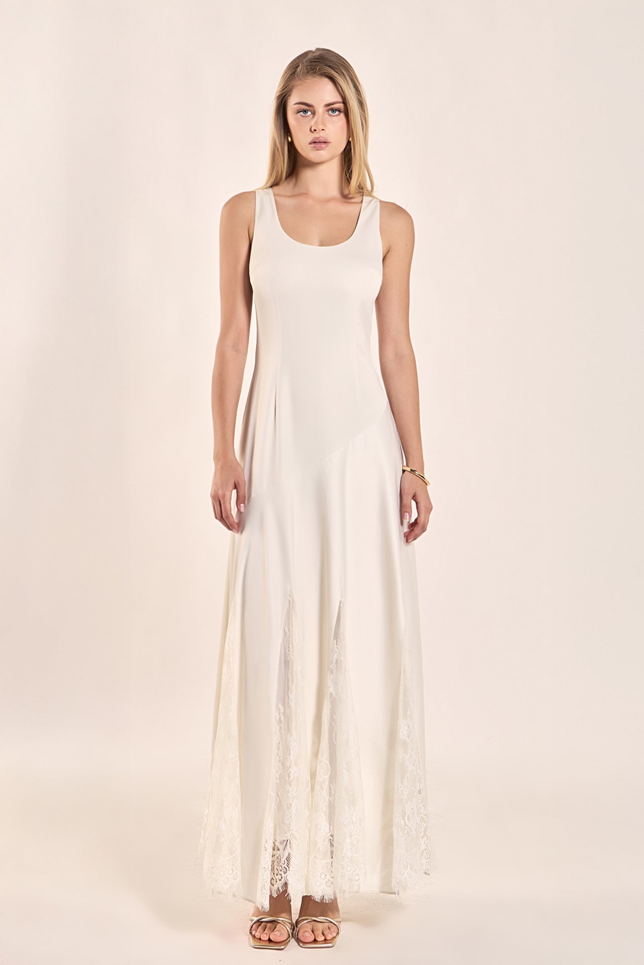 Endless Rose - Lace Satin Maxi Dress IVORY / L Endless Rose - Lace Satin Maxi Dress IVORY / L