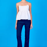 Evelyn Back Tie Textured Babydoll Top