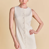 Blend Round Neck Buttoned Mini Dress