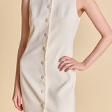 Blend Round Neck Buttoned Mini Dress
