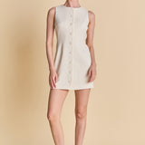 Blend Round Neck Buttoned Mini Dress