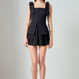 Allison Linen Blouson Bubble Mini Skirt