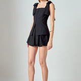 Allison Linen Blouson Bubble Mini Skirt