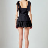 Allison Linen Blouson Bubble Mini Skirt