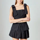 Allison Linen Blouson Bubble Mini Skirt