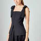 Allison Linen Blouson Bubble Mini Skirt