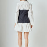 Mixed Media Tweed Poplin Mini Dress