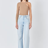 Cut Out One Shoulder Knit Top
