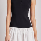 Mixed Media Cotton Polo Mini Dress