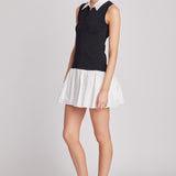 Mixed Media Cotton Polo Mini Dress