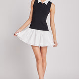 Mixed Media Cotton Polo Mini Dress