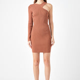 Cut Out One-Sleeve Knit Dress