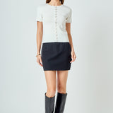 Scalloped Accent Button Knit Top