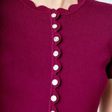 Scalloped Accent Button Knit Top