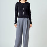 Scalloped Accent Split Long Cardigan